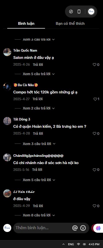 Bình luận hỏi giá combo